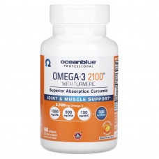 OceanBlue, Professional, омега-3 2100 с куркумой, натуральный апельсин, 60 мягких таблеток