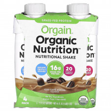 Orgain, Organic Nutrition, питательный коктейль, ледяной кофейный мокко, 4 пакетика, по 330 мл (11 жидк. Унций)