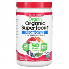 Orgain, Organic Superfoods, с пробиотиками, суперпитательный порошок, ягодный вкус, 280 г (9,9 унции)