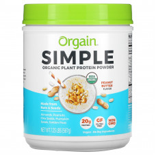 Orgain, Simple, органический растительный протеиновый порошок, арахисовая паста, 567 г (1,25 фунта)