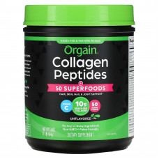 Orgain, Коллагеновые пептиды, плюс 50 суперфудов, без добавок, 454 г (1 фунт)