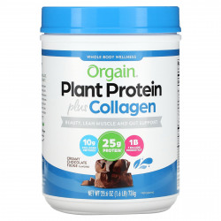 Orgain, Plant Protein Plus Collagen, сливочная шоколадная помадка, 726 г (1,6 фунта)