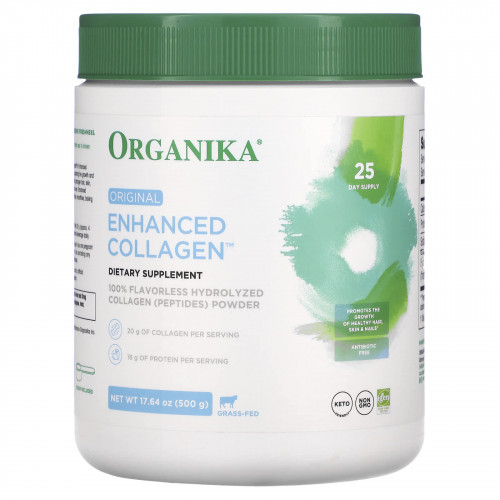 Organika, Enhanced Collagen, коллаген, оригинальный вкус, 500 г (17,64 унции)