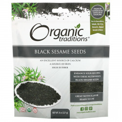 Organic Traditions, семена черного кунжута, 227 г (8 унций)