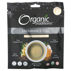 Organic Traditions, Растворимый грибной кофе, топливо для выносливости, 140 г (5 унций)