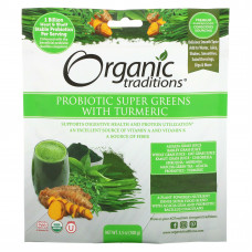 Organic Traditions, Пробиотическая суперзелень с куркумой, 100 г (3,5 унций)