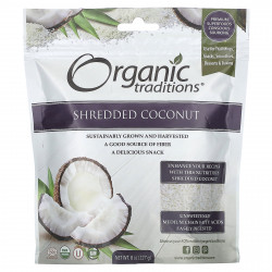 Organic Traditions, Тертый кокос, 227 г (8 унций)
