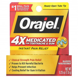 Orajel, Мгновенный обезболивающий гель, 4-кратное лекарство от зубной боли и десен, 7 г (0,25 унции)