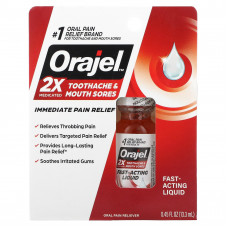 Orajel, 2 X Medicated, от зубной боли и язв во рту, быстродействующее средство, 13,3 мл (0,45 жидк. Унции)