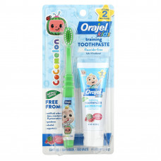 Orajel, Kids, Cocomelon Training, зубная паста с зубной щеткой, без фтора, для детей от 0 до 3 лет, арбуз, набор из 2 предметов, 28,3 г (1 унция)