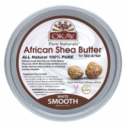 Okay Pure Naturals, Масло африканского ши для кожи и волос, гладкий белый, 212 г (7,5 унции)