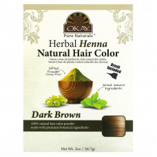 Okay Pure Naturals, Натуральная краска для волос из травяной хны, темно-коричневый, 56,7 г (2 унции)