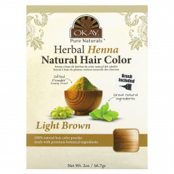 Okay Pure Naturals, Натуральная краска для волос из травяной хны, светло-коричневый, 56,7 г (2 унции)