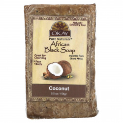 Okay Pure Naturals, Африканское черное мыло, кокос, 156 г (5,5 унции)