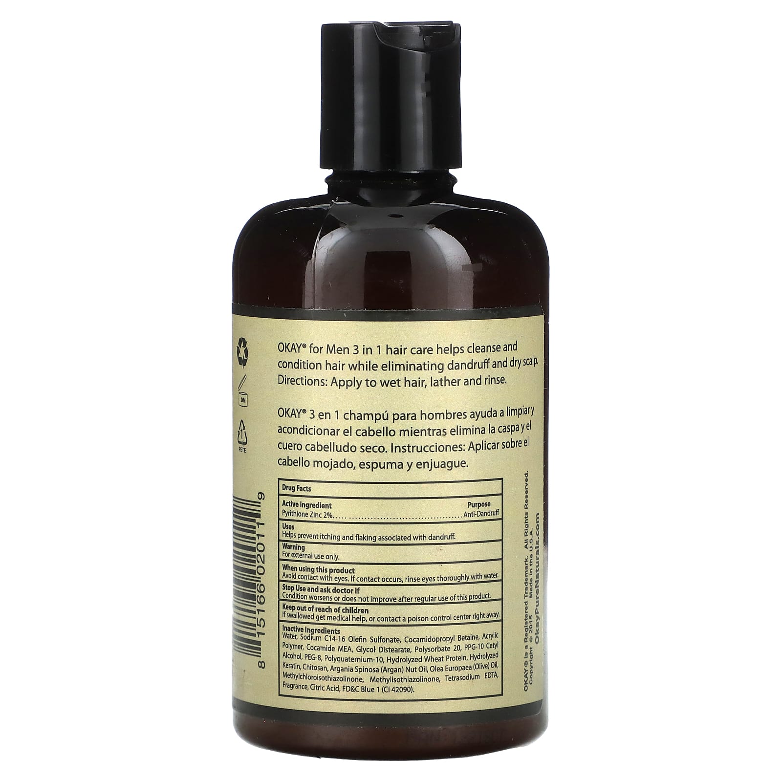 Okay Pure Naturals, Men Professional, шампунь, кондиционер и лечебное средство для мужчин 3-в-1, 237 мл (8 унций)