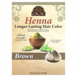 Okay Pure Naturals, Хна, стойкая краска для волос, коричневый, 56,7 г (2 унции)