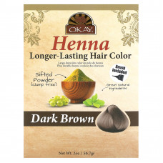 Okay Pure Naturals, Хна, стойкая краска для волос, темно-коричневый, 56,7 г (2 унции)