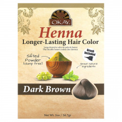 Okay Pure Naturals, Хна, стойкая краска для волос, темно-коричневый, 56,7 г (2 унции)