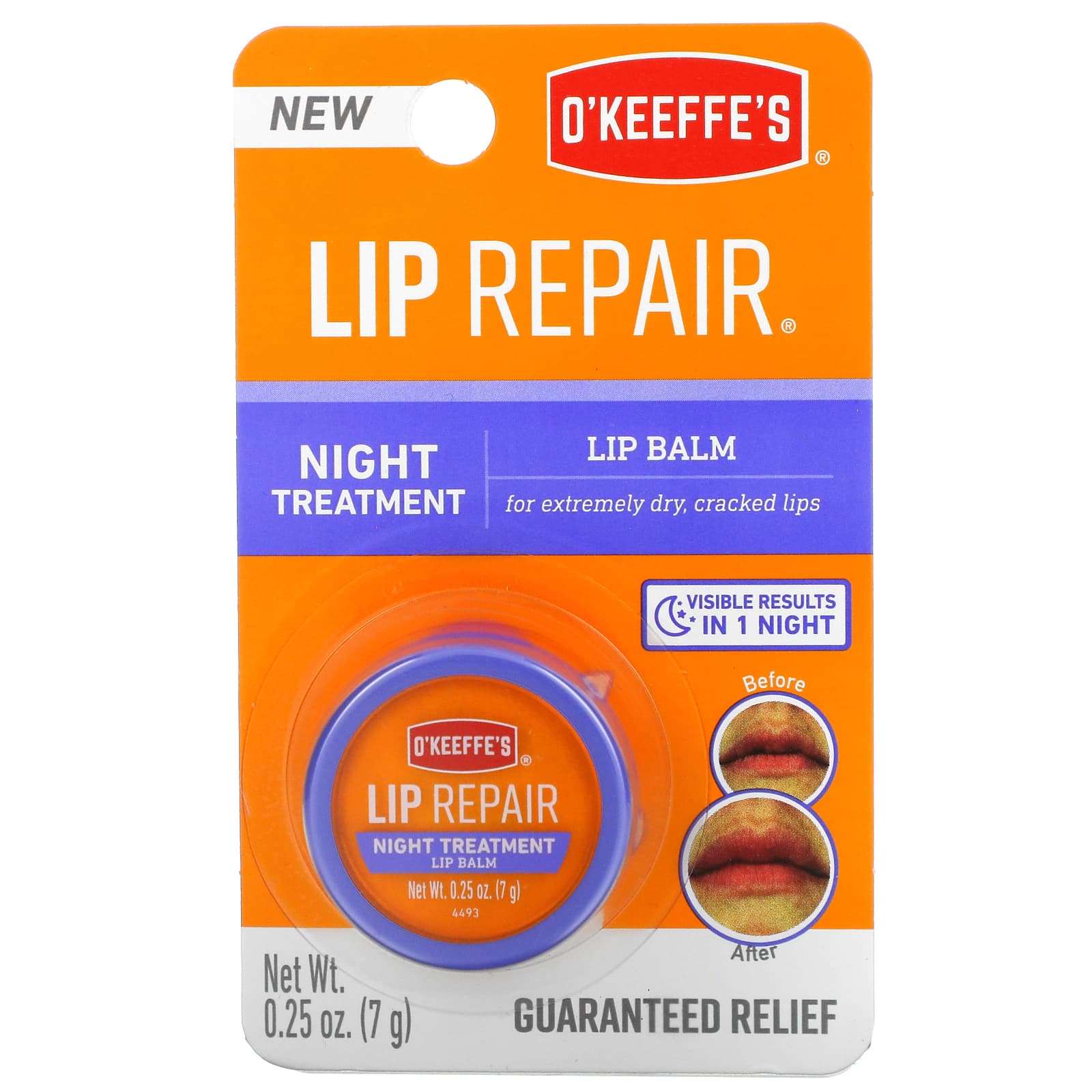 O'Keeffe's, Lip Repair, ночной уход, бальзам для губ, 7 г (0,25 унции)