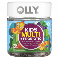 OLLY, Детский мультивитамин и пробиотик, ягодный пунш, 70 жевательных таблеток