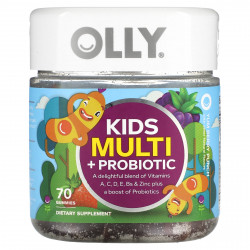 OLLY, Детский мультивитамин и пробиотик, ягодный пунш, 70 жевательных таблеток