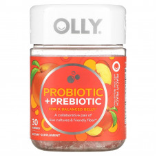 OLLY, Пробиотик и пребиотик, персиковый, 30 жевательных таблеток