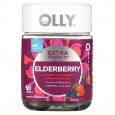 OLLY, Бузина, усиленная сила действия, гроздь ягод, 225 мг, 60 жевательных мармеладок