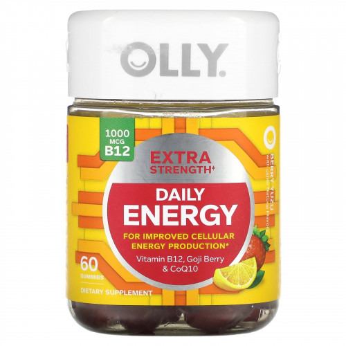 OLLY, Daily Energy, повышенная сила действия, со вкусом ягод и юдзу, 60 жевательных мармеладок