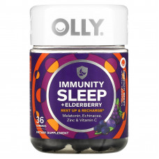 OLLY, Immunity Sleep + бузина, полуночная ягода, 36 жевательных таблеток