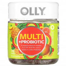 OLLY, Мультивитамины и пробиотики, Tropical Twist, 70 жевательных таблеток