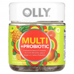 OLLY, Мультивитамины и пробиотики, Tropical Twist, 70 жевательных таблеток