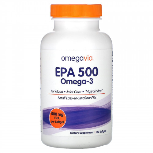 OmegaVia, EPA 500, омега-3, 500 мг, 120 капсул