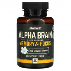 Onnit, Alpha Brain, память и концентрация, 30 капсул