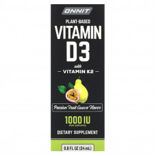 Onnit, Растительный витамин D3 с витамином K2, гуава из маракуйи, 1000 МЕ, 24 мл (0,8 жидк. Унции)