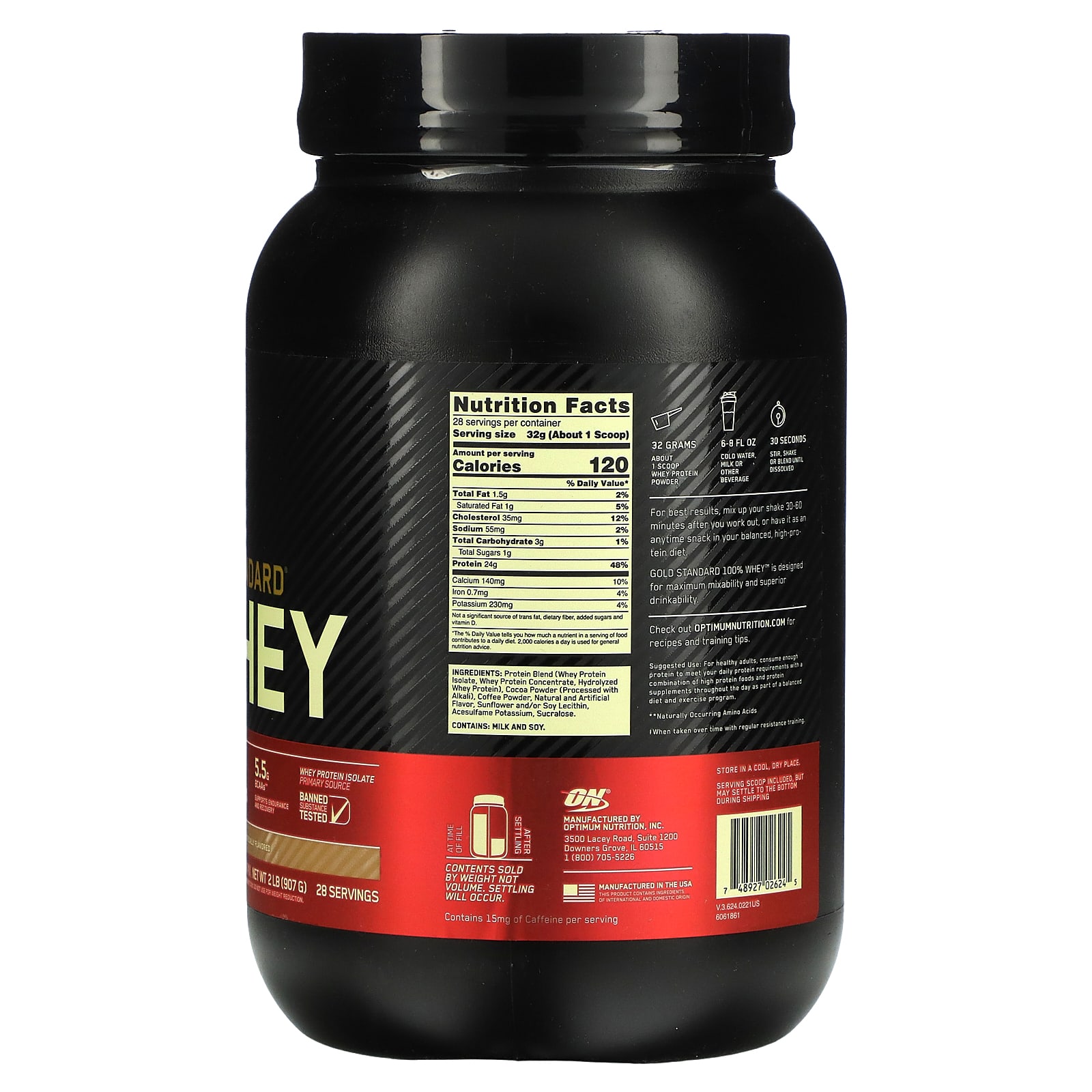 Optimum Nutrition, Gold Standard, 100% сыворотка, со вкусом мокка и капучино, 909 г (2 фунта)