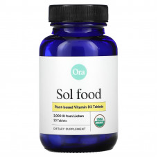 Ora, Sol Food, растительный витамин D3, 2000 МЕ, 30 таблеток