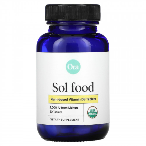 Ora, Sol Food, растительный витамин D3, 2000 МЕ, 30 таблеток