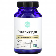 Ora, Trust Your Gut, высокоэффективный пробиотик и пребиотик, 60 капсул