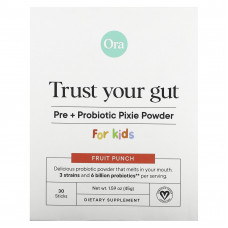 Ora, Trust Your Gut, порошок для детей с пребиотиками и пробиотиками, фруктовый пунш, 6 млрд КОЕ, 30 стиков по 1,5 г (0,05 унции)