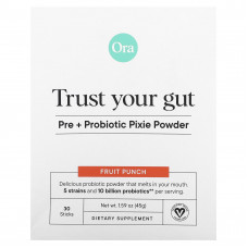 Ora, Trust Your Gut, порошок с пребиотиками и пробиотиками, фруктовый пунш, 10 млрд КОЕ, 30 стиков по 1,5 г (0,05 унции)