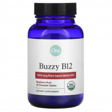 Ora, Buzzy B12, малина, 1500 мкг, 30 жевательных таблеток