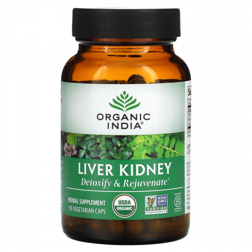 Organic India, Liver Kidney, 90 вегетарианских капсул