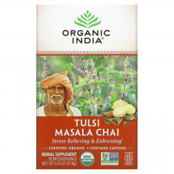 Organic India, чай масала с тулси, 18 пакетиков, 37,8 г (1,33 унции)