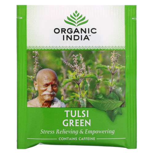 Organic India, чай с тулси, зеленый, 18 пакетиков, 34,2 г (1,21 унции)