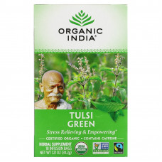 Organic India, чай с тулси, зеленый, 18 пакетиков, 34,2 г (1,21 унции)