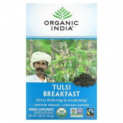Organic India, Чай тулси, завтрак, 18 пакетиков для настоя, 30,6 г (1,08 унции)