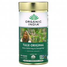 Organic India, Листовой чай тулси, священный базилик, оригинальный вкус, без кофеина, 100 г (3,5 унции)