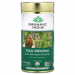 Organic India, Листовой чай тулси, священный базилик, оригинальный вкус, без кофеина, 100 г (3,5 унции)