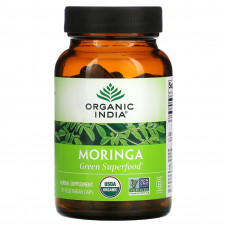 Organic India, моринга, 90 вегетарианских капсул