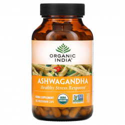 Organic India, ашваганда, 180 вегетарианских капсул